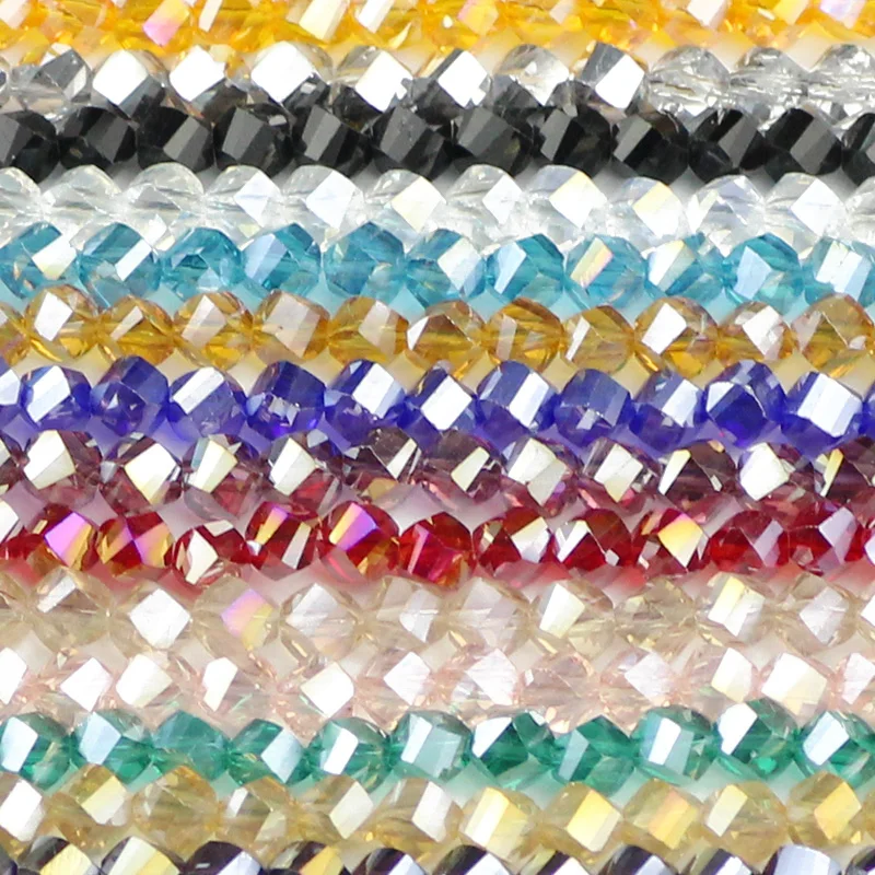 JHNBY Twist Faceted Austrian crystal beads 50pcs 6mm High quality glass crystal Loose beads handmade Jewelry bracelet making DIY