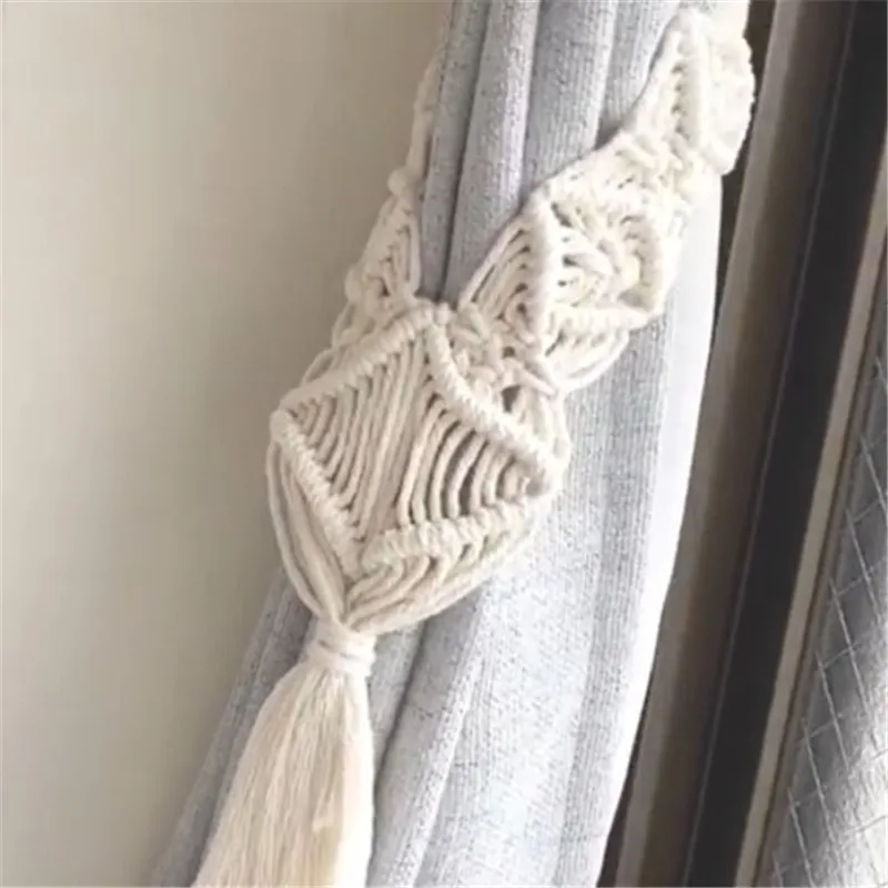 Handmade Macrame Curtain Tiebacks Cotton Weave Curtains Tieback Straps Tassels Hanging Ball Home Decoration Curtain Accessories