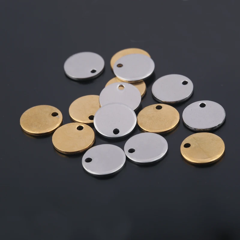 20pcs Stainless Steel Round Coin Disc Charm Stamping Blank Tags 8/10/12mm Earrings Pendants For Jewelry Making Crafts Wholesale