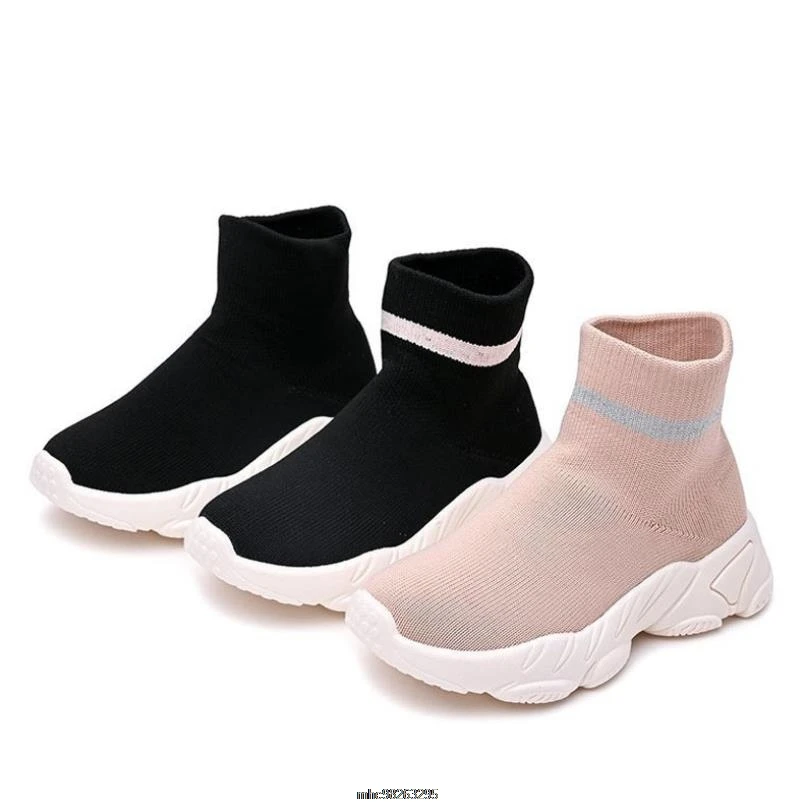 Spring children casual shoes male female sneaker child high elastic foot wrapping snow boots kids knitted socks shoes baby shoes