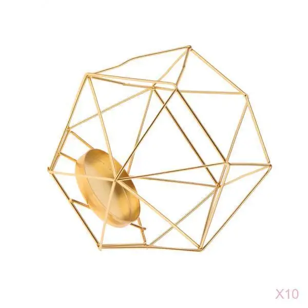 10pcs Geometric Polished Tealight Candle Holder Table Top Centerpiece Weddings Events Parties Dinner Table Decor - Gold image 6