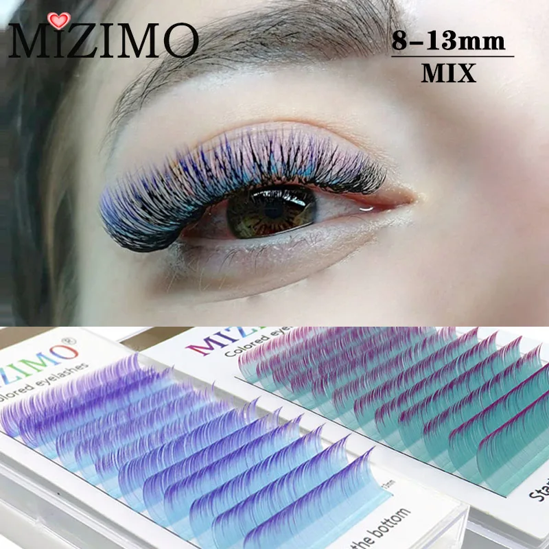 2021 New Color False Eyelashes Mixed Color Purple Tip Mixed Curvature (C/D) Natural Extension Soft Makeup Factory Wholesale.