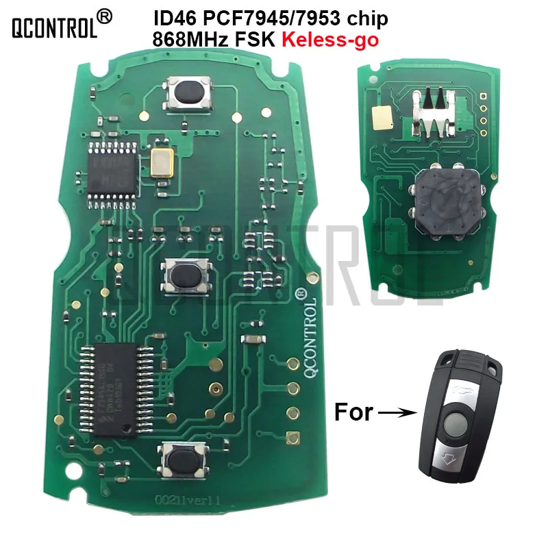 QCONTROL Keyless-go Remote Control Smart Key Circuit Board for BMW CAS3 System 1/3/5 Series CAS3 X5 X6 Z4 868MHz ID46 PCF7945