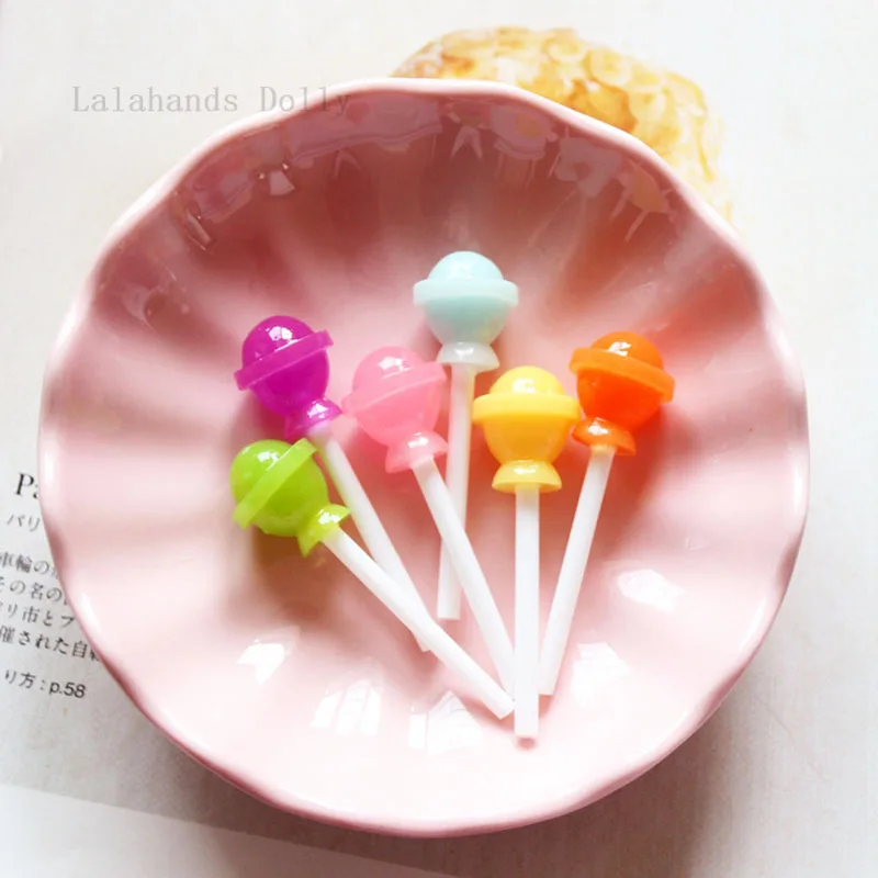 Sale 6pcs/1set Diy Simulation Lollipop For Doll Food Toys Birthday Cake Decoration Materials