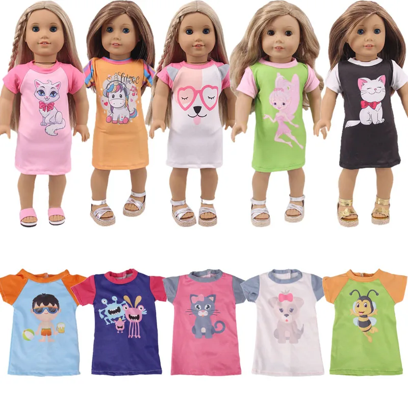 Cute Animal Print Pajamas With Multi-color color Matching Design For 18 Inch American Doll & 43 Cm New Born Baby & Logan Dolls