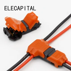 5pcs 2 Pin 2 Way dc/ac 300v 10a Universal Compact Wire Wiring Connector T SHAPE Conductor Terminal Block With Lever AWG 18-24