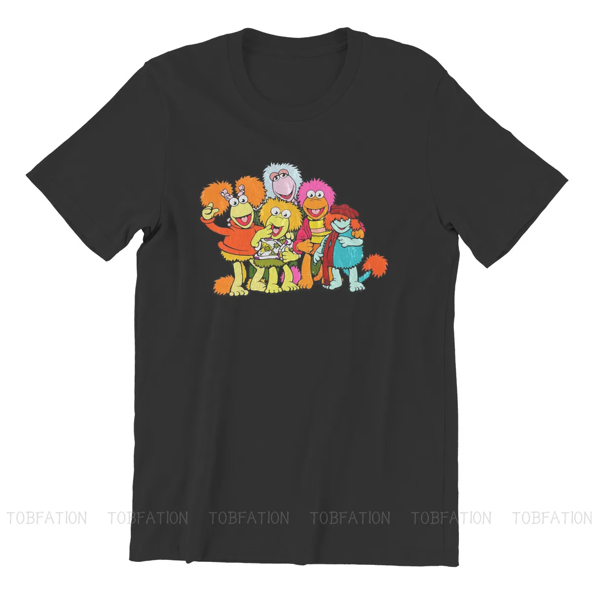 Fraggle Rock 80s TV Show Characters T Shirt Vintage Graphic Teenager Summer Loose Cotton Men's Tops Harajuku O-Neck TShirt