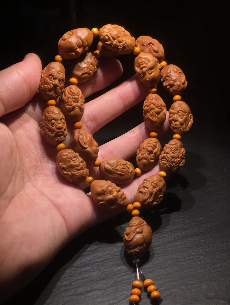 

1.552CM China Olive Dentoliva Carved 20PCS Beads Dharma Arhat Bracelet SCH-023