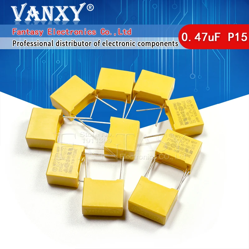 10pcs 470nF capacitor X2 capacitor 275VAC Pitch 15mm X2 Polypropylene film capacitor 0.47uF