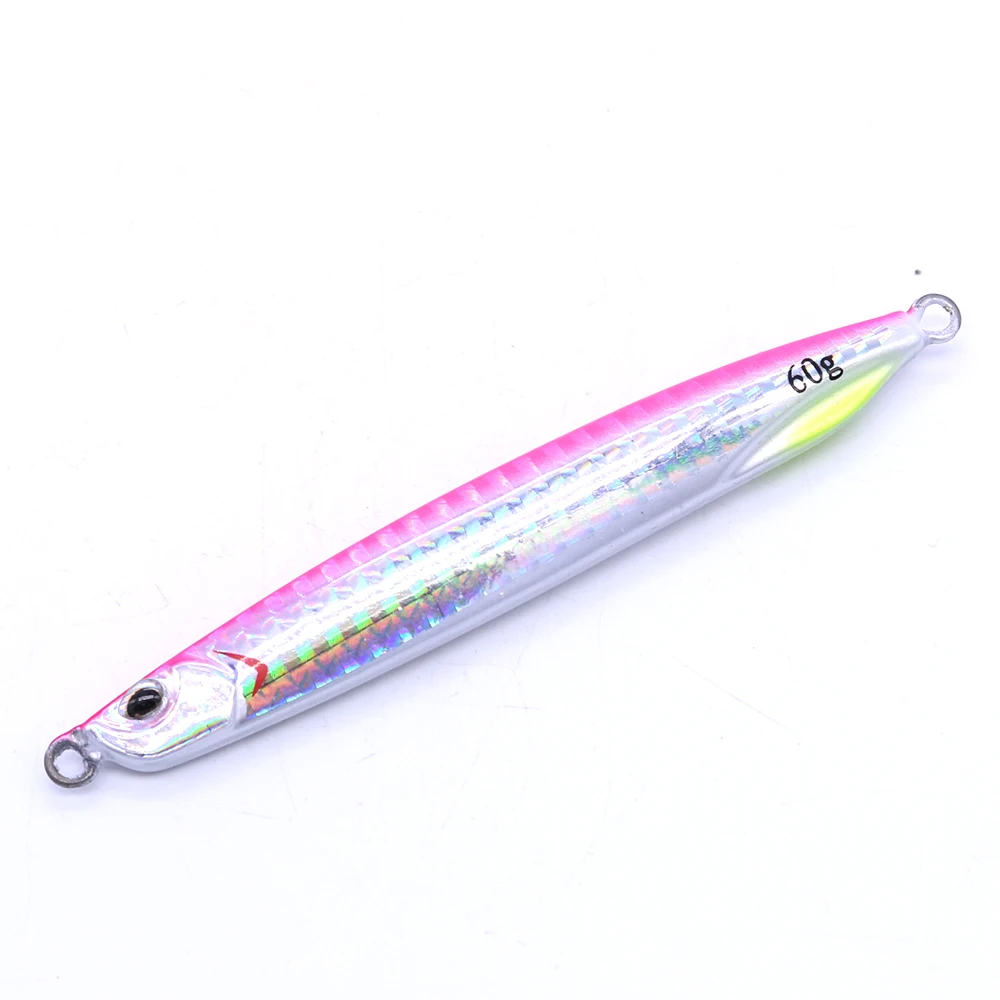 CASTFUN Drag Metal Super Slim Jigging 40g 60g 1pc Casting Jig Metal Jig Artificial Baits Glowing Slow Jigging Fishing