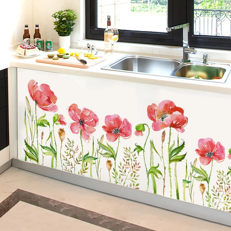 Grüne Blätter Blumen Fußleisten-Wandaufkleber Selbstklebende Schlafzimmer-Dekoration Tapete Wohnzimmer-Hintergrund Heim-Dekor Aufkleber – Detail 7