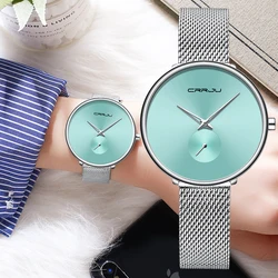 Relógios para mulher crrju elegante ultra fino relógio feminino senhoras presente vestido relógio de pulso prata à prova dwaterproof água relógio de quartzo montre femme