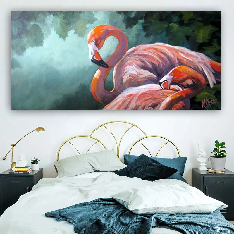 Nordic Style Modern Canvas Art Abstract Flamingos Sleeping Picture Animal Painting For Living Room Wall Prints on Cuadros Decor