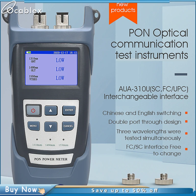 

Portable AUA-310A/U AUA-310 APC UPC Fiber Optical PON Power Meter FTTX/ONT/OLT 1310nm 1490nm 1550nm Handheld