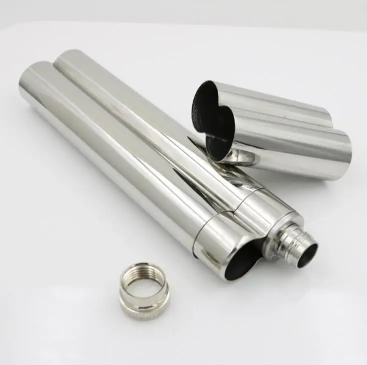 

50pcs/lot Fast shipping 2 OZ Stainless Steel Mini Hip Flask With a Cigar Tube Holder SN290