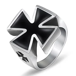 Wholesale US 7 to 15 size German Army Iron Cross Ring Stainless Steel Jewelry Gothic Punk Motor Biker Men Ring