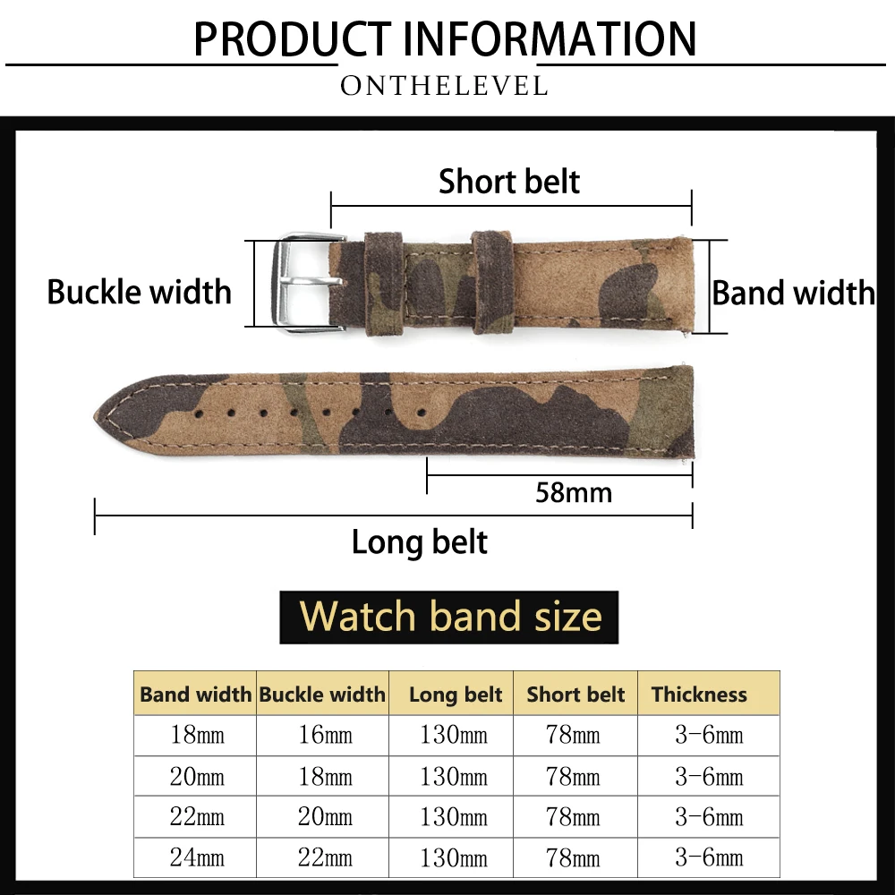 Suede Leather Watch Strap 18mm 20mm 22mm Vintage Handmade Watchband Brown Green Replacement Belts for Watch Accessories