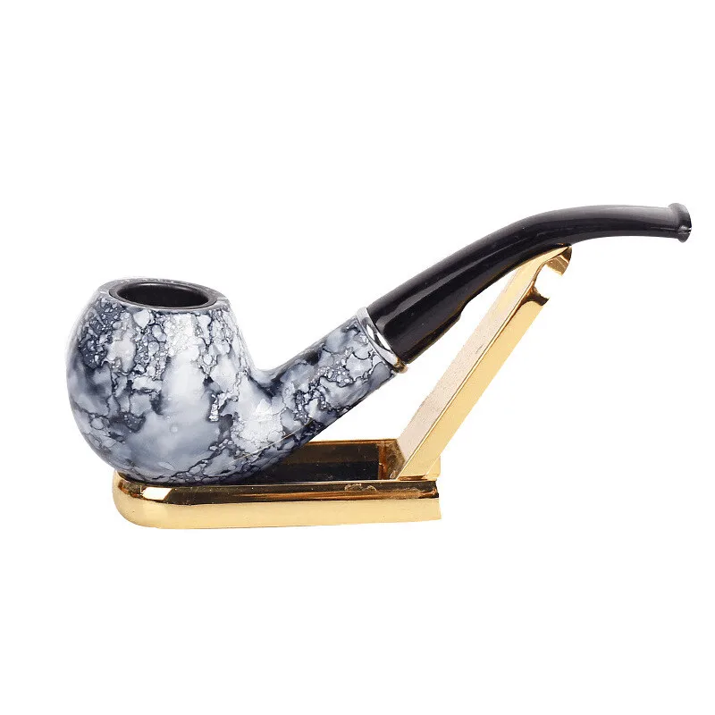 Classic High Quality Wood Grain Smoking Tobacco Pipe Resin Cigar Pipes Smoking Chimney Accessories Smoke Mouthpiece