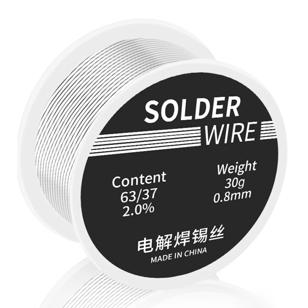 30g Welding Solder Wire High Purity Low Fusion Spot 0.8mm Rosin Soldering Wire Roll No-clean Tin BGA Welding Electronics 2% Flux