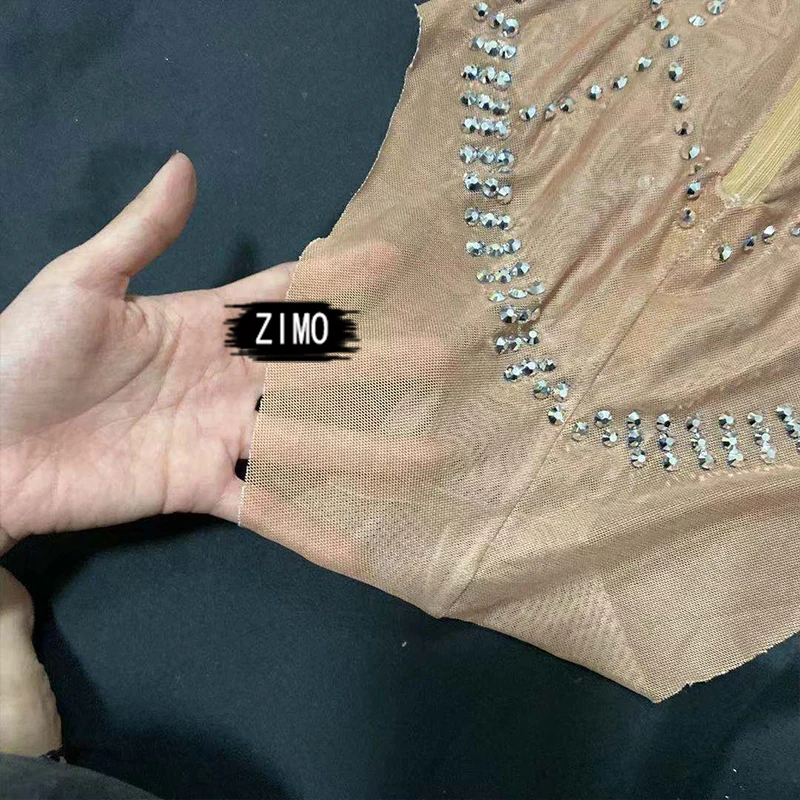 여성용 섹시한 실버 라인석 바디수트, 바 나이트클럽 쇼걸 댄스 폴 파티, 탄성 레오타드 무대 의상, 축제 패션