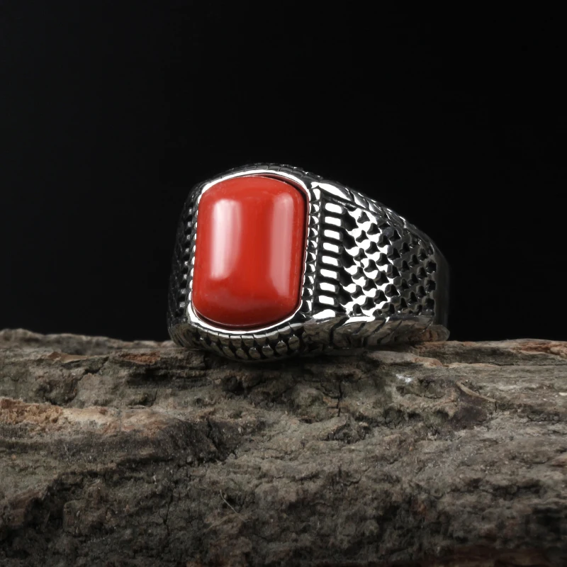 Onlysda Männer Hiphop Ring 316L Edelstahl Rot Stein Ring Rock Mode Männlichen Schmuck Hochzeit Ringe Zubehör Großhandel OSR895