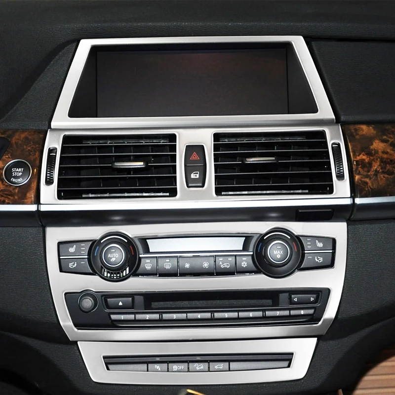 Car Console Central CD Panel Navigation Frame Decoration Black AC Vents Cover Trim For BMW X5 E70 X6 E71 Interior Accessories