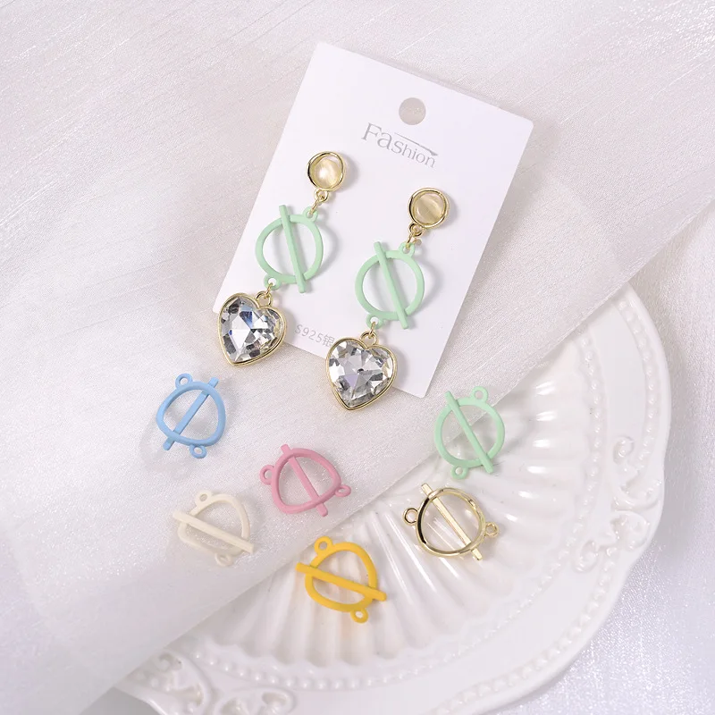 50pcs/lot spring color round rod double hanging connector jewelry accessories DIY homemade earrings hair materials