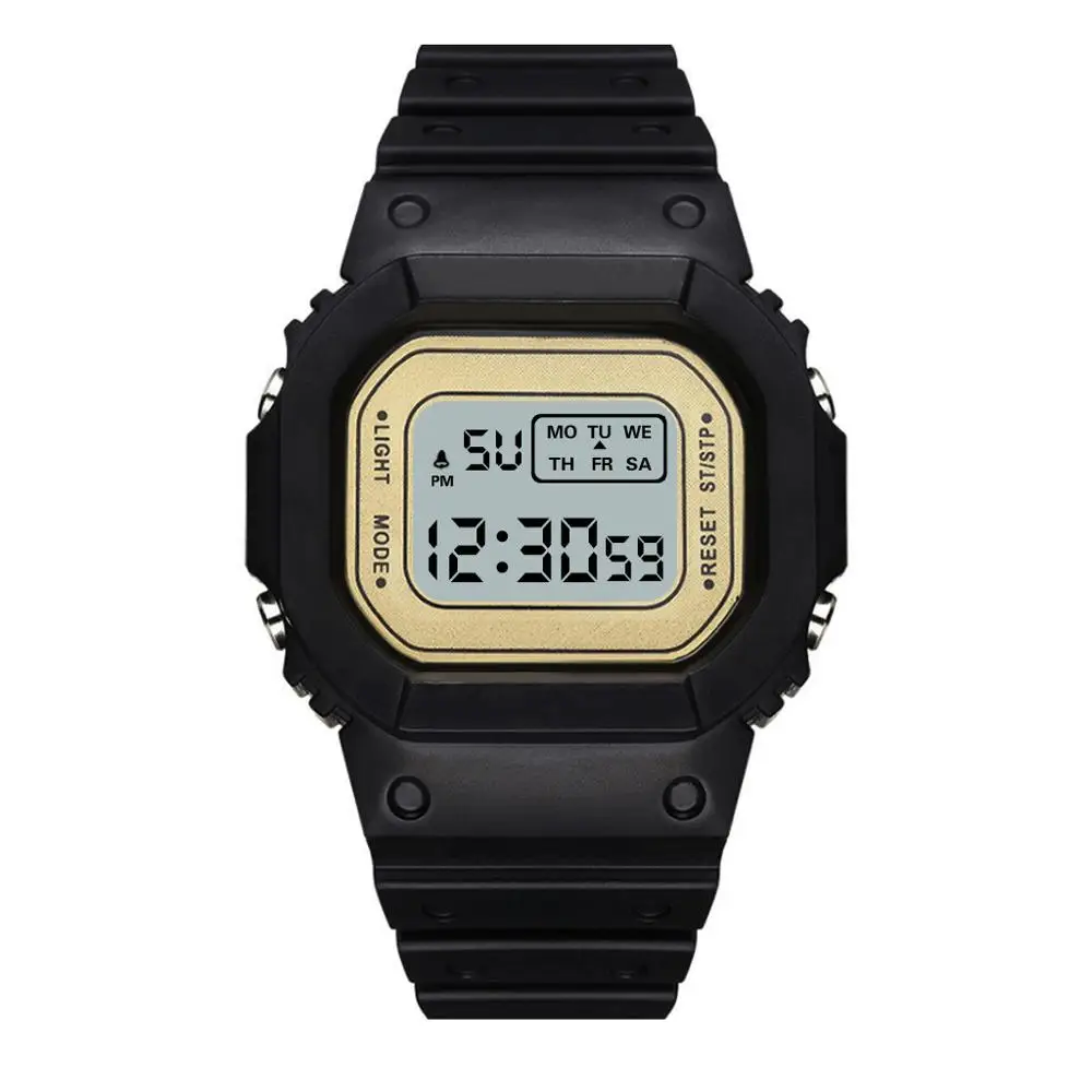 Square Mens University Student Electronic Watch Fashion Outdoor Waterproof Sports Watch Male Colck Plastic Digital Watches Reloj