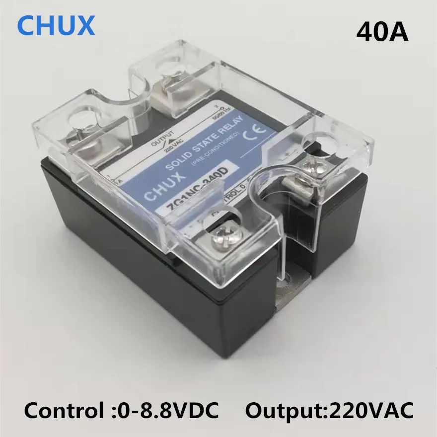 CHUX Voltage Regulator Relay Single Phase type  ZG1NC-340D 40A 220VAC Control current SSR Solid state relay