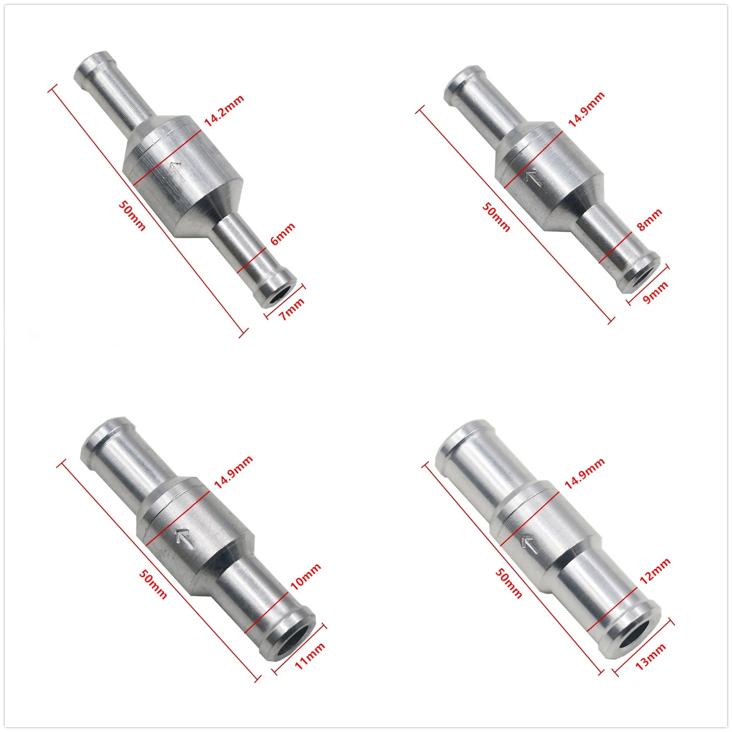 6/8/10/12mm Aluminu Check Valve Non Return Check One Way Valve Rollover Breather Fuel Syetem Pressure Relief Valve Diesel Petrol