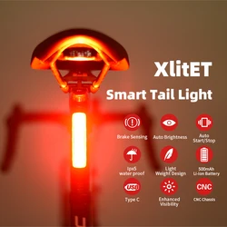 Enfitnix XlitET Auto Start Parar Freio Sensing Lanterna Para Bicicleta Luz Traseira LED Carregamento USB Ciclismo XlIte100 Taillight