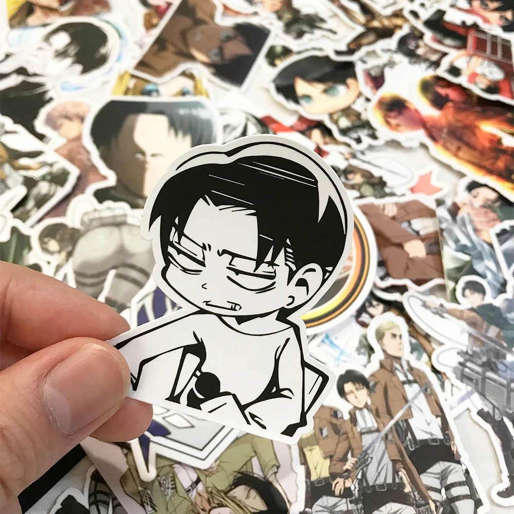 50/100 قطعة هجوم أنيمي بارد على تيتان ملصقات الكمبيوتر المحمول الأمتعة سكيت دراجة نارية مضحك AOT ملصق مائي للأطفال مقاوم للماء #3