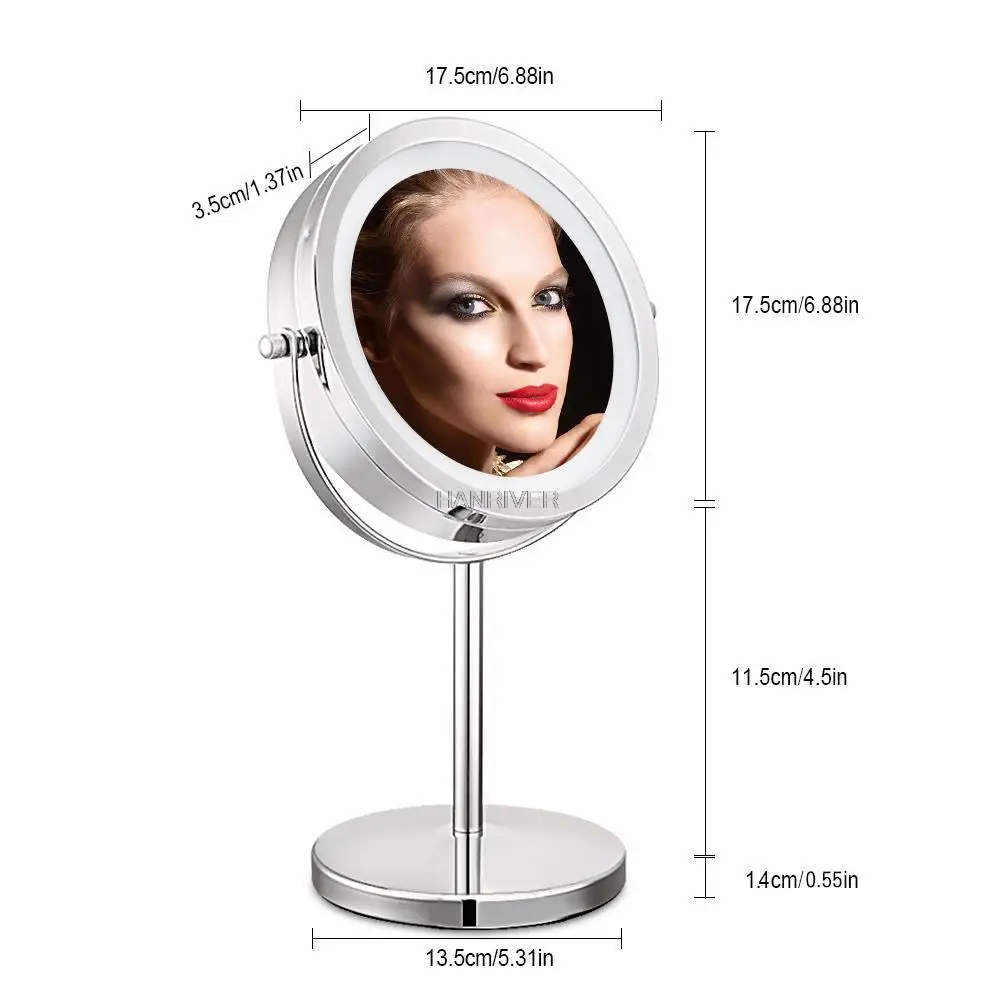 10x Magnifying Desktop Makeup Mirror with LED Light 360 Rotation Double Side 7inch LED Lighted up Comestic Mirror