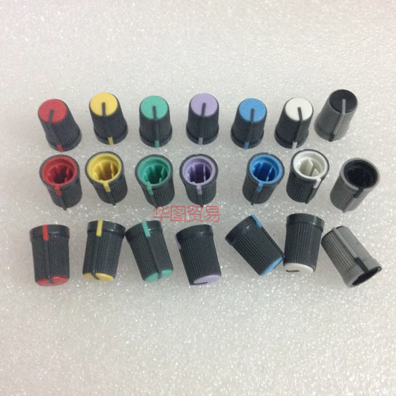 53pcs Soundcraft mixer half axle potentiometer knob cap / red yellow blue green purple white black 270 degrees audio light knob