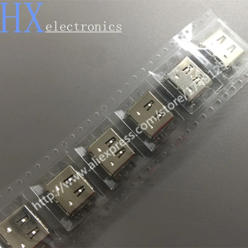 100PCS High Quanlity 19p HDMI Jack DIP 4 Feet SMD Female MINI Connector