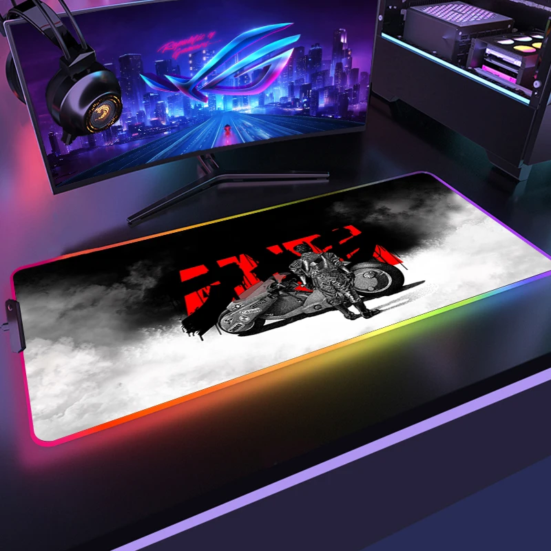 Imagem -05 - Anime Akira Rgb Gaming Xxl Mouse Pad Mousepad Grande Legal Mause Almofada Teclado Mesa Tapete Jogo de Borracha sem Deslizamento Led Mouse Esteira Gamer