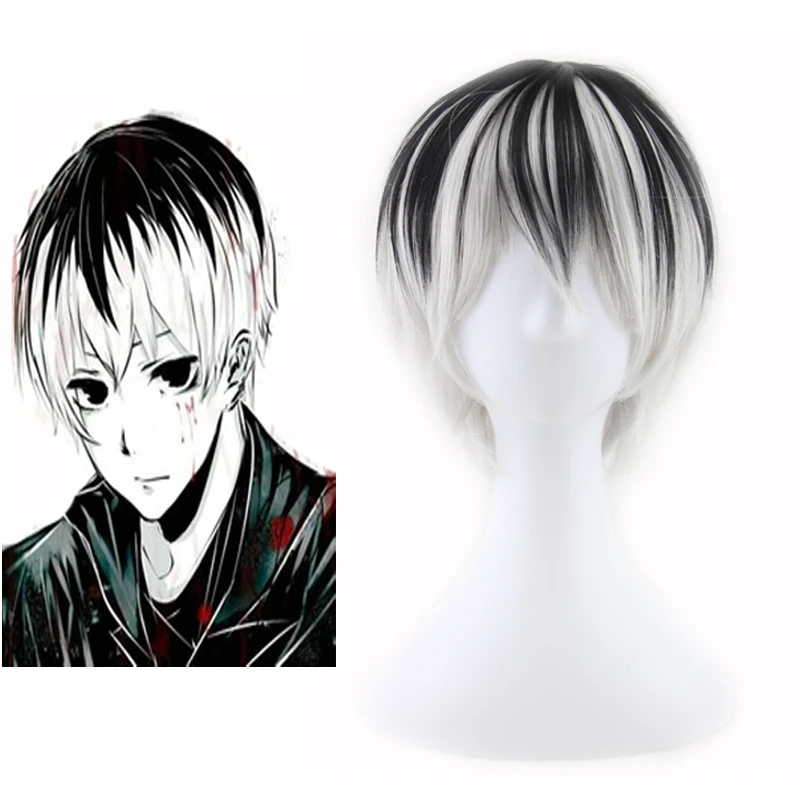 Male Wigs Synthetic Hair Cosplay Wig Men's Costume Wigs Short Man Wig Bangs Straight Ombre Black Blonde Dark Brown Mix Color Boy