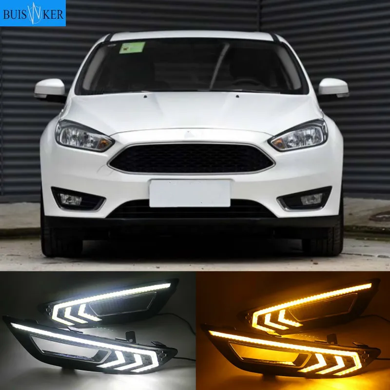 

2PCS For Ford Focus 3 mk3 2015 2016 2017 2018 Turn signal and dimming style Relay 12V LED Car DRL daytime running light Fog lamp