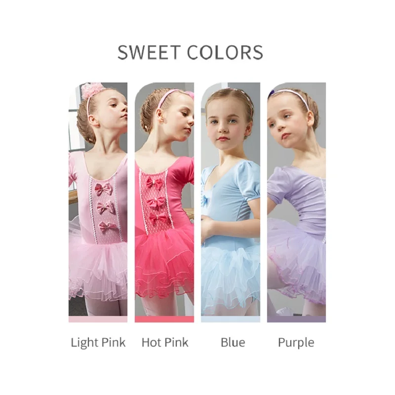 Танцевальное платье с коротким рукавом для девочек, хлопковая балетная одежда хорошего качества, балетное платье для малышей, детское платье-пачка, детские танцевальные юбки