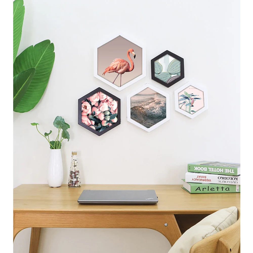 Creative Hexagon Photo Frame Polygon Culture Photo Wall Living Room Company School Decoration Round Rhombus Combination