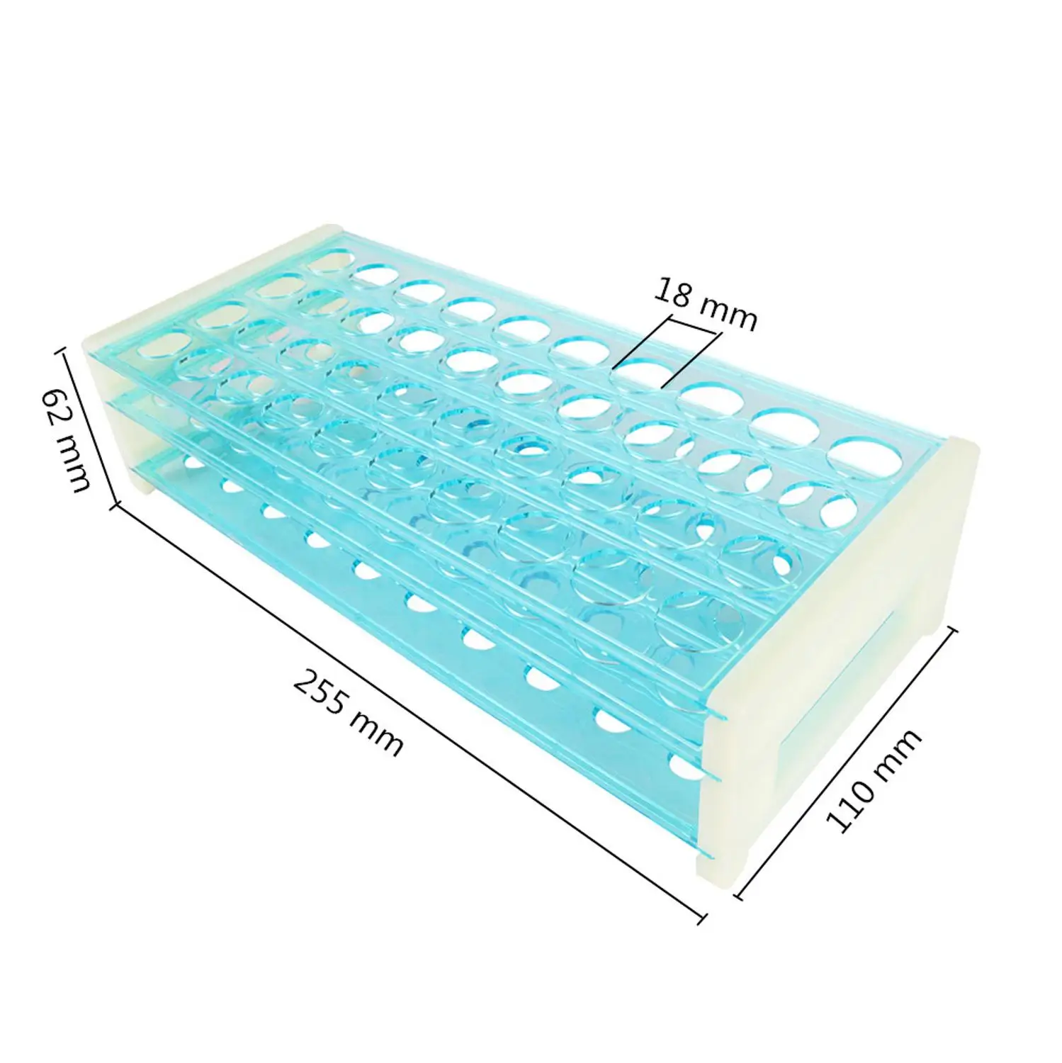 50 Holes Plastic Test Tube Rack for Diameter 18mm Test Tube Three Deck Removable Centrifuge Tube Bracket Laboratory Supplies