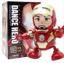 Dance Iron Man Action Figure Toy Led Flashlight Music Robot Thanos Captain Hero Tony Stark Electronic Toys