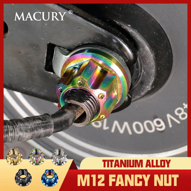 High-End M12 Titanium Alloy Fancy Flange Nut for ZERO 9 8X VSETT 8+ 9+ Dualtron Kaabo Mantis Electric Scooter To Fix Motor Axle