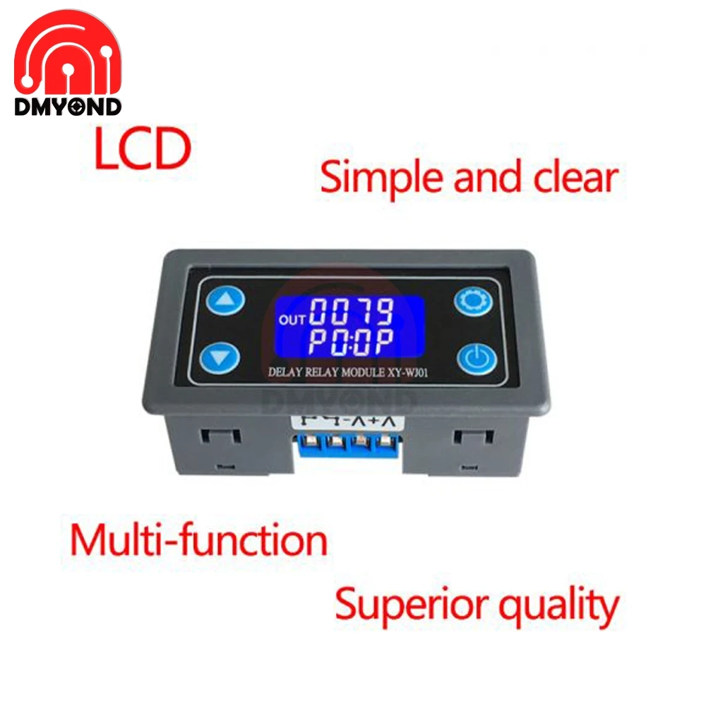 WJ01 LED Digital Time Delay Relay Module Programmable Timer Relay Control Switch Timing Trigger Cycle with Case 0.01sec-9999 min