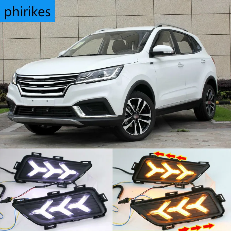 

LED DRL Fog lamp driving lights with Yellow Turn Signal Function For Roewe RX3 2018 Daytime running lights