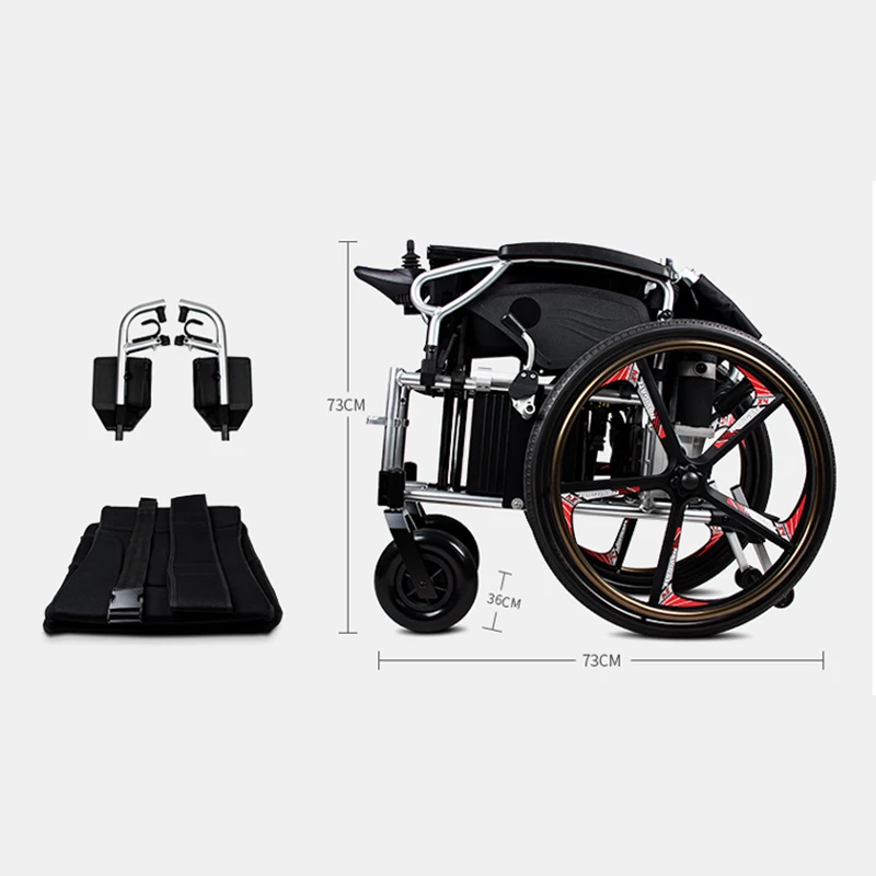 New Design Lightweight Mobility Electric Power Wheelchair Rear Control Remote Portable Folding For Old Elderly Patient Disabled