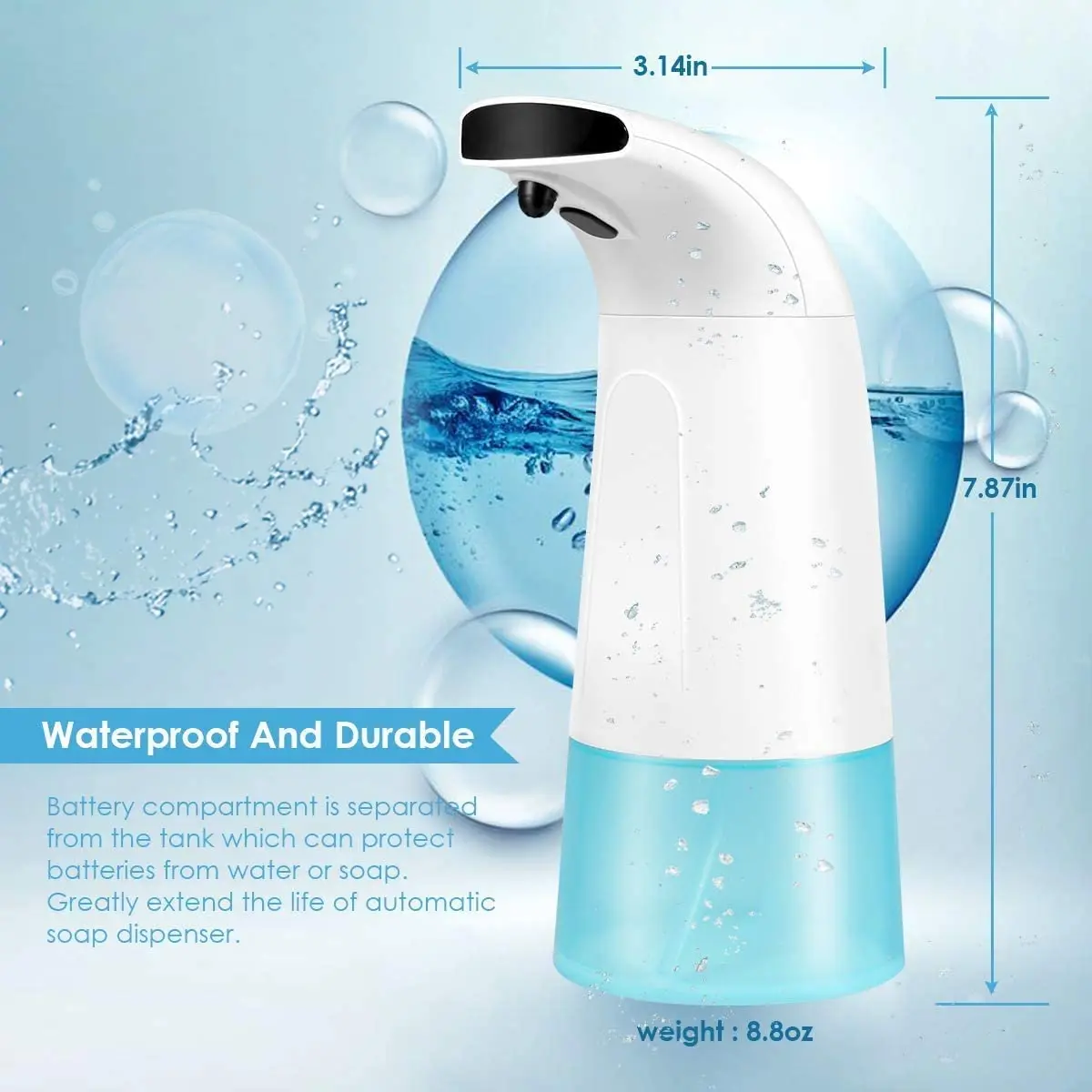 Automatic Foam Soap Dispenser, Touchless Foaming, Infrared Motion Sensor, Hands-Free Soap Pump, Bathroom, Kitchen, House, 250ml