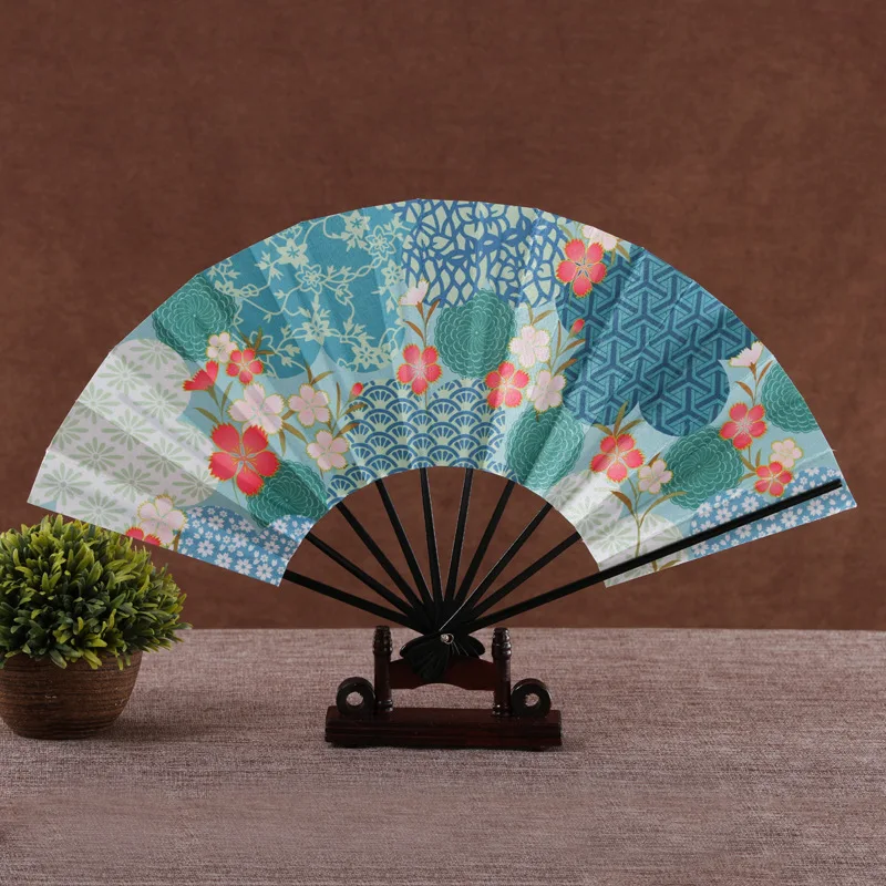 

Rice Paper Baking Lacquer Side Bone Chopsticks Fan Printed Design Pocket Fan Home Decoration Pattern Dance Handheld Fan ZH507