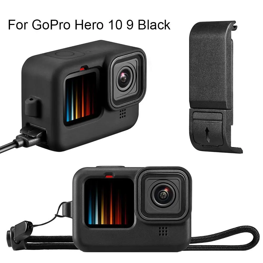 Scratchproof Anti-drop Accessories Flip Battery Side Cover Removable Lid Silicone Case Lens Cap For GoPro Hero 12/11/10/9 Black