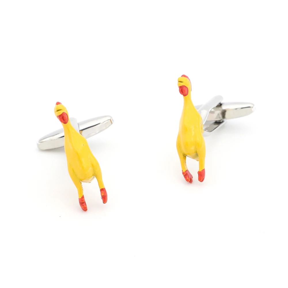 Cute Animal Design Screaming Chicken Cufflinks For Men Quality Brass Material Yellow Color Cuff Links Wholesale&retail